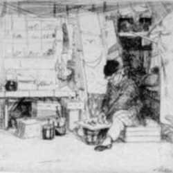 Print by John Winkler: Small Delicatessen Booth, represented by Childs Gallery