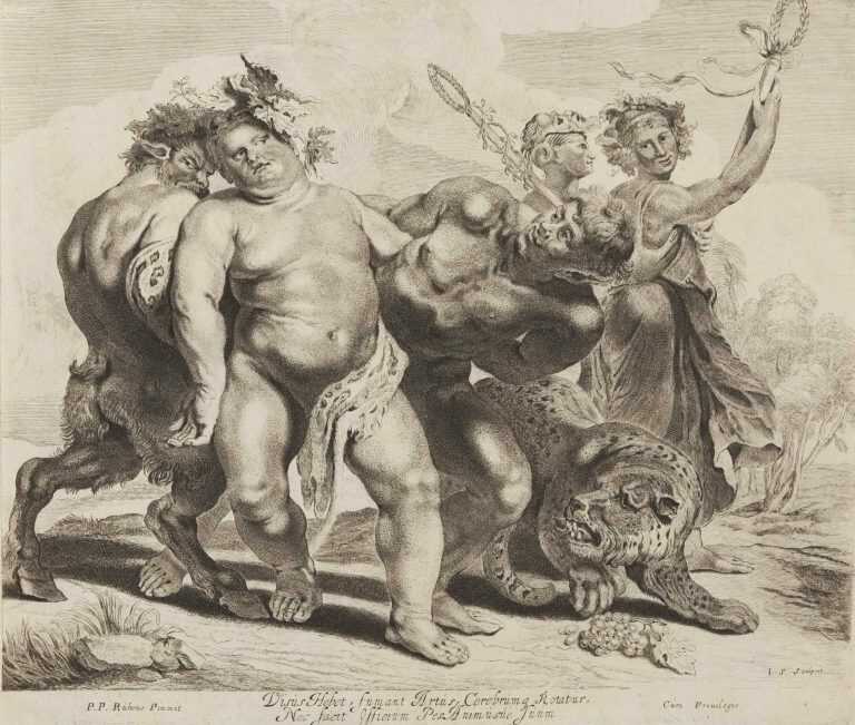 Print By Jonas Suyderhoef: Drunkenness Of Bacchus [after Peter Paul Rubens, Flemish (1577 1640)] At Childs Gallery