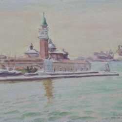 Watercolor by Joseph Margulies: Bit of Venice [San Giorgio with the Salute in the Distance, , represented by Childs Gallery