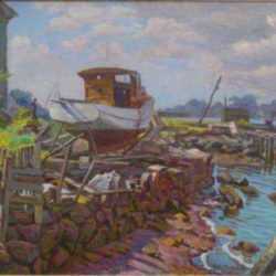 Painting by Joseph Margulies: Dry Dock, represented by Childs Gallery