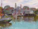 Painting by Joseph Margulies: Gloucester City Hall as seen from Cape Pond Ice, represented by Childs Gallery