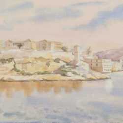 Watercolor by Joseph Margulies: Malta, represented by Childs Gallery