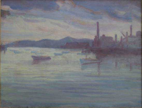 Painting by Joseph Margulies: Sunset Over Harbor, represented by Childs Gallery