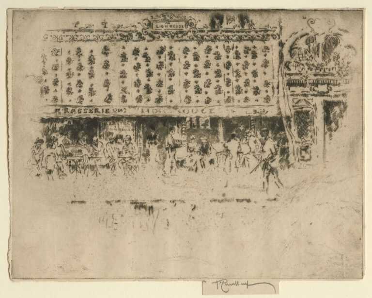 Print By Joseph Pennell: Brasserie, Au Lion Rouge At Childs Gallery