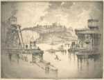 Print by Joseph Pennell: Building Dover Pier [England], represented by Childs Gallery
