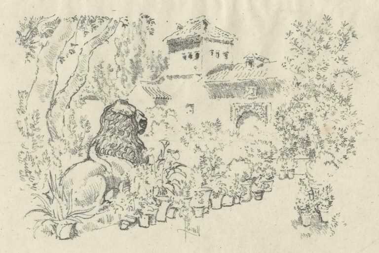 Print By Joseph Pennell: Garden Of The Mosque, No. 2 [spain] At Childs Gallery