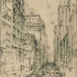 Print by Joseph Pennell: Lower Broadway, represented by Childs Gallery