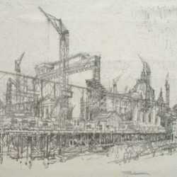 Print by Joseph Pennell: Museum Extension, Berlin [Germany], represented by Childs Gallery