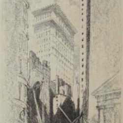 Print by Joseph Pennell: Rebuilding Broad Street [New York City], represented by Childs Gallery
