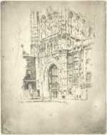 Print by Joseph Pennell: Royal Entrance, Victoria Tower (or) The Great Door of the Vi, represented by Childs Gallery