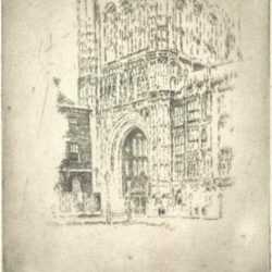 Print by Joseph Pennell: Royal Entrance, Victoria Tower (or) The Great Door of the Vi, represented by Childs Gallery
