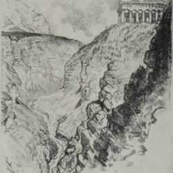 Print by Joseph Pennell: Temple over the Cañon, Segesta [Sicily, Italy], represented by Childs Gallery