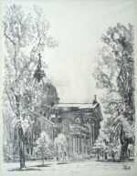 Print by Joseph Pennell: The Cathedral, Logan Square [Cathedral of Saints Peter and P, represented by Childs Gallery