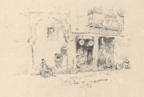 Print by Joseph Pennell: The Coppersmith [Spain], represented by Childs Gallery