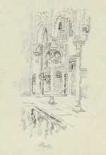 Print By Joseph Pennell: The Court Of Myrtles [spain] At Childs Gallery