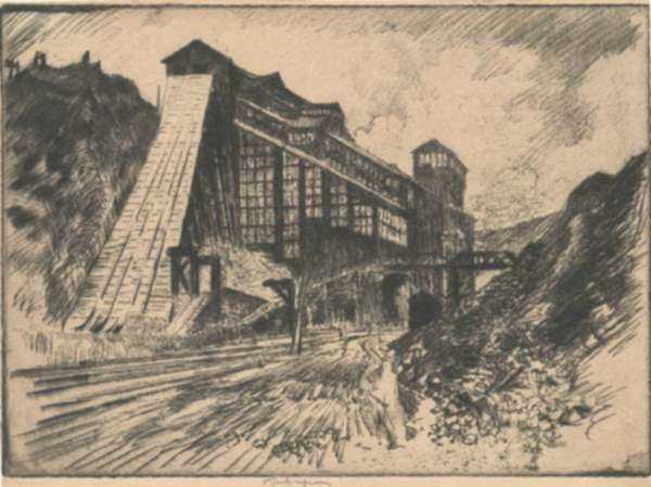 Print by Joseph Pennell: The Great Incline, represented by Childs Gallery