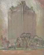 Pastel by Joseph Pennell: The Plaza Hotel [New York], represented by Childs Gallery