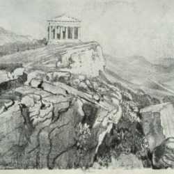 Print by Joseph Pennell: The Temple of Concord on the Wall, from Without, Girgenti [A, represented by Childs Gallery