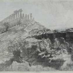 Print by Joseph Pennell: The Temple of Concord on the Wall, from Within, Girgenti [Ag, represented by Childs Gallery