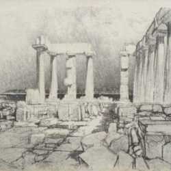 Print by Joseph Pennell: The Wine-Dark Sea, Sunium [The Temple of Poseidon at Cape Su, represented by Childs Gallery
