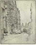 Print by Joseph Pennell: Towers of the Bishop's Palace, Beauvais [France], represented by Childs Gallery