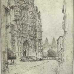 Print by Joseph Pennell: Towers of the Bishop's Palace, Beauvais [France], represented by Childs Gallery
