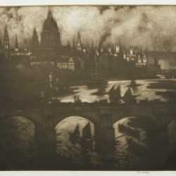 Print By Joseph Pennell: Wren's City [st. Paul's From The Thames, London, England] At Childs Gallery
