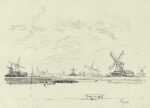 Print by Joseph Pennell: Zaandam, No.3 (A Flock of Mills) [Holland], represented by Childs Gallery