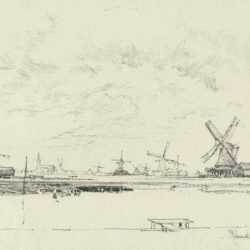 Print by Joseph Pennell: Zaandam, No.3 (A Flock of Mills) [Holland], represented by Childs Gallery