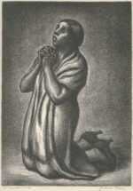 Print by Julius Bloch: A Mourner, represented by Childs Gallery
