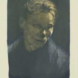 Print by Käthe Kollwitz: Brustbild einer Arbeiterfrau mit blauem Tuch (Half-length po, represented by Childs Gallery