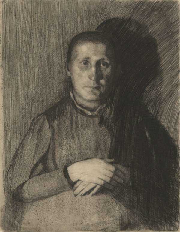 Print by Käthe Kollwitz: Woman With Folded Hands, represented by Childs Gallery