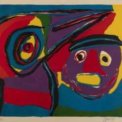 Print by Karel Appel: [Abstract Composition with Face], represented by Childs Gallery