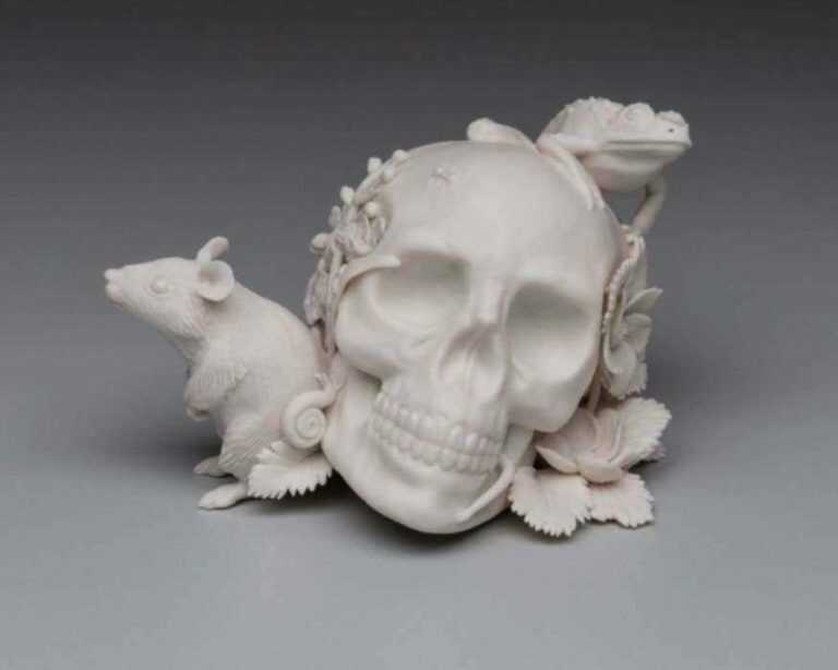 Sculpture by Kate MacDowell: Memento Mori 3, represented by Childs Gallery