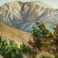Watercolor By Keith Shaw Williams: Mountain Scene At Childs Gallery