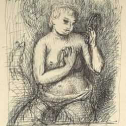 Drawing by Kenneth Hayes Miller: [Nude Woman Gazing into Mirror], represented by Childs Gallery