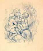 Drawing by Kenneth Hayes Miller: [Woman and Two Children], represented by Childs Gallery