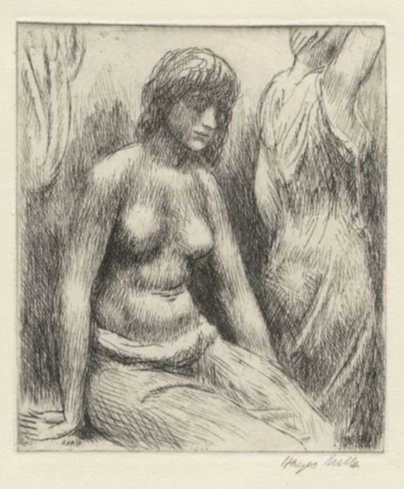 Print by Kenneth Hayes Miller: Draped Female Nude, represented by Childs Gallery