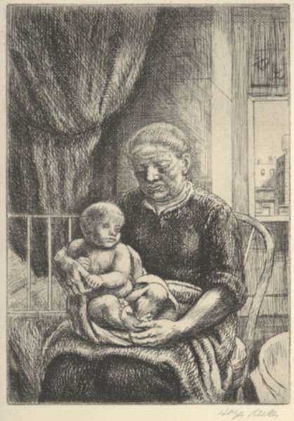 Print by Kenneth Hayes Miller: Nurse and Child, represented by Childs Gallery