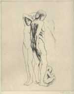 Print by Kenneth Hayes Miller: Woman, Young Girl, and Infant, represented by Childs Gallery