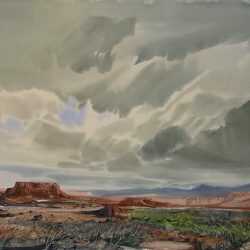 Watercolor By Laurence Sisson: Silent Mesa At Childs Gallery