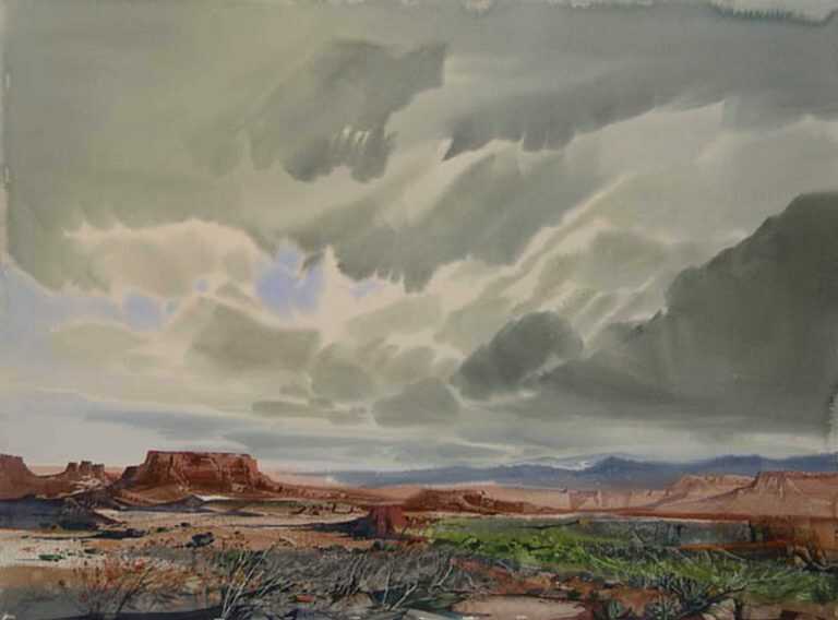 Watercolor By Laurence Sisson: Silent Mesa At Childs Gallery