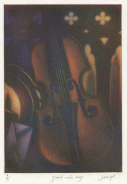 Print by Laurent Schkolnyk: Grand Violon Rouge, represented by Childs Gallery