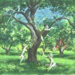 Painting by Lawrence Beall Smith: Children Playing in an Orchard, represented by Childs Gallery
