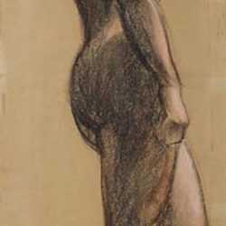 Pastel by Leo Meissner: [Standing Female Nude], available at Childs Gallery, Boston