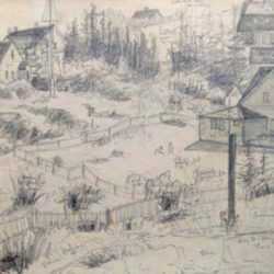 Drawing by Leo Meissner: [Monhegan Houses, Maine], represented by Childs Gallery