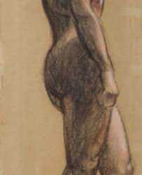 Pastel by Leo Meissner: [Standing Female Nude], represented by Childs Gallery