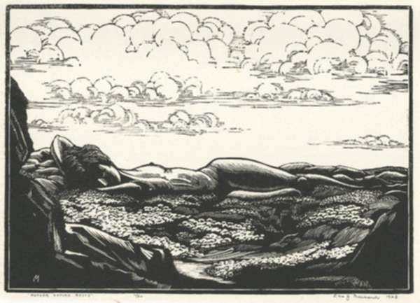 Print by Leo Meissner: Mother Nature Rests, represented by Childs Gallery