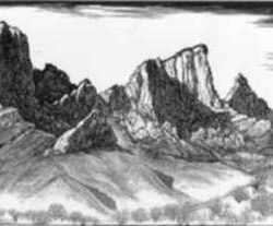 Print by Leo Meissner: Oracle Mts., Arizona, represented by Childs Gallery