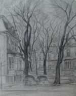 Drawing by Leo Meissner: Portland, Maine - Pine & Emery Streets, represented by Childs Gallery